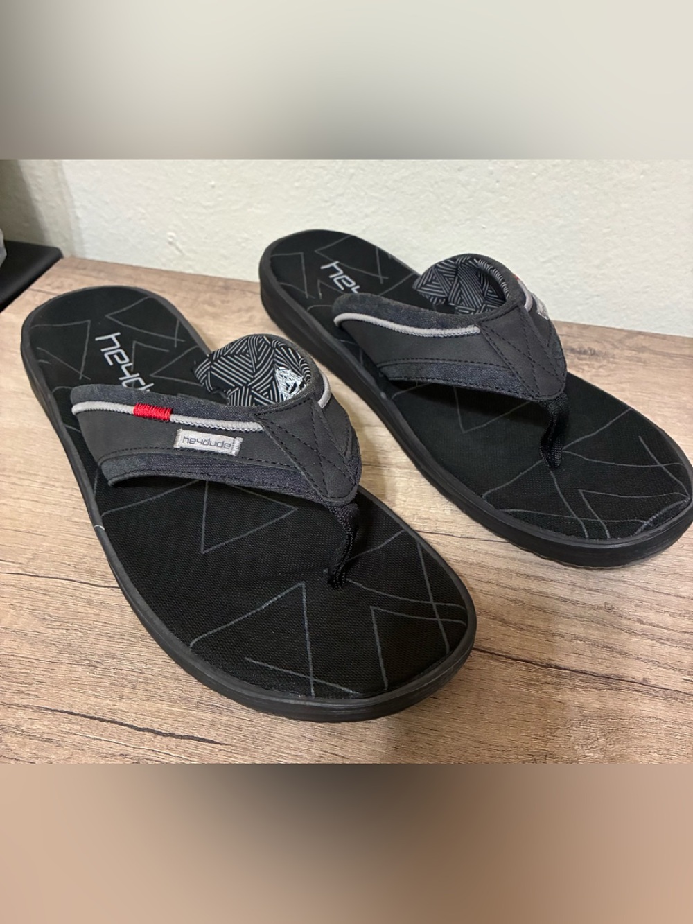 Hey Dude’s  Men’s Black Flip Flop Sandals